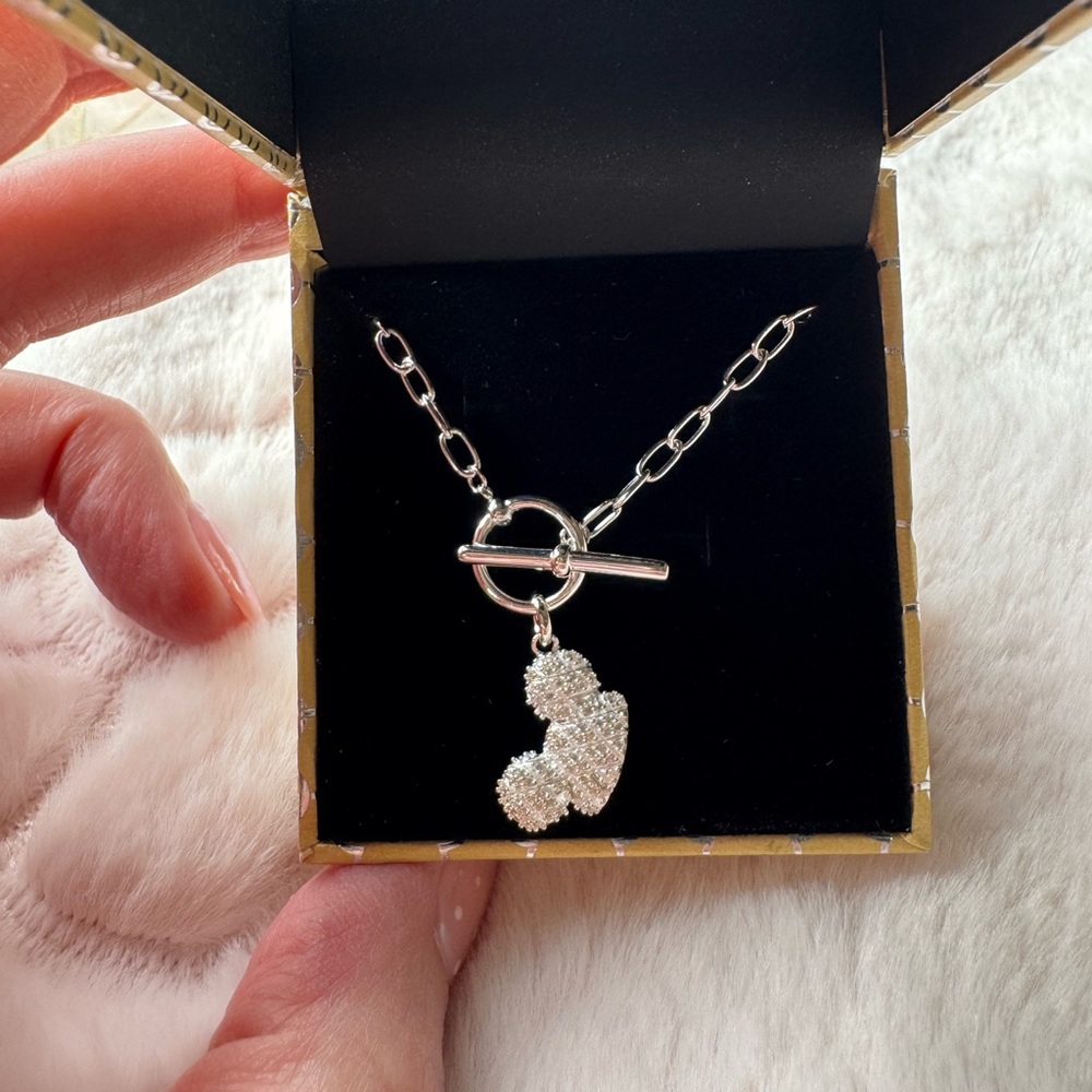 Disney Silver Heart Necklace with Toggle Clasp